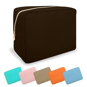 Large Makeup Bag Pouch,nylon Women Travel Toiletry Storage Bag Preppy Cosmetic😉